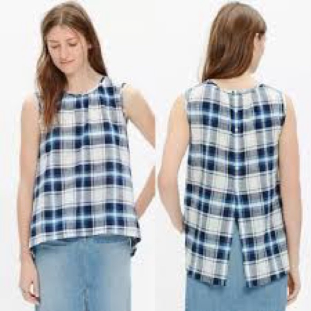 Rivet & Thread Madewell Blue Plaid Blouse